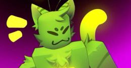 Gnarpy character from ROBLOX Regretevator, featuring vibrant green hues and playful expressions against a purple backdrop.
