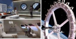 Futuristic designs of the world's first space hotel, set to begin construction in 2025, engaging Henry Stickmin fans.