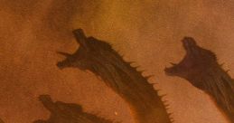 Three-headed King Ghidorah towers menacingly amidst fiery chaos, embodying the ultimate power of the Monsterverse.