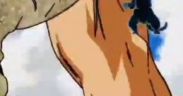 Dynamic scene featuring an iconic anime character emphasizing powerful themes from popular English dub anime theme songs.