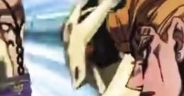 Dynamic scene from "JoJo's Bizarre Adventure" featuring the iconic "Muda Muda" battle cry, showcasing intense action.