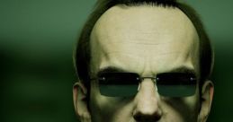 Agent Smith, a menacing figure in a suit and sunglasses, represents control and authority in a digital world.