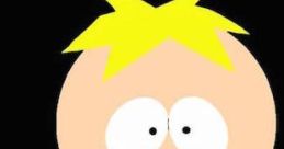 Butters Stotch from early seasons of South Park, with iconic blonde hair and green outfit, smiling on a black background.