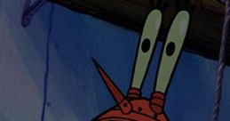 Robot Krabs with a menacing expression, showcasing unique features and a vibrant, cartoonish design in a lively setting.
