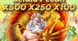 Colorful game promotion featuring a powerful deity with a dragon, promising big rewards. Join Kerbau77 now for exciting prizes!