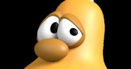 Surprised cartoon character resembling a gourd, showcasing large eyes and a simple facial expression. Fun and whimsical.
