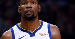 Kevin Durant celebrates a play during a Golden State Warriors game, showcasing his competitive spirit and skill on the court.