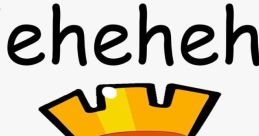 Cheerful animated character with a crown, laughing joyfully, featuring the playful text "heheheha" above. Fun and lively vibe!