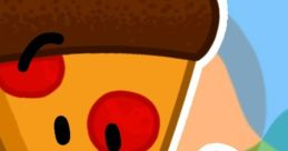 Cheerful pizza slice character waving, embodying fun and creativity in the AnimationObjectShow series. Perfect for fans!