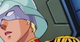 Char Aznable in iconic military uniform, showcasing his stylish helmet and intricate coat design, exuding a commanding presence.