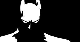 Silhouette of Batman with a striking white design against a black background, showcasing the iconic superhero's essence.