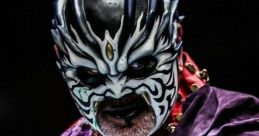 Wrestler in an intricate mask and vibrant robe, showcasing a powerful presence and striking character in the ring.