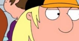 Chris Griffin from Family Guy, wearing a blue shirt and a baseball cap, showing his classic expression and features.