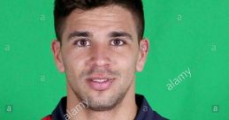 Geovanni wearing Genoa CFC jersey, smiling with green background, showcasing team spirit and player profile.