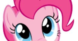Cute pink pony with big blue eyes and a happy expression, featuring Pinkie Pie from "Pinkie Pie Says Random Stuff.