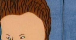 Butthead's iconic smirk and distinctive hairstyle, exuding his classic animated attitude and humor.