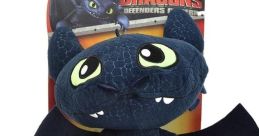 Plush Toothless toy from "DreamWorks Dragons," featuring detailed design and interactive squeeze feature for fans.