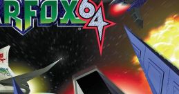 Star Fox 64 logo featuring Fox McCloud in his spacecraft amid epic space battle visuals. Gaming classic from Nintendo.