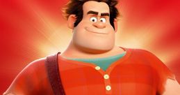 Ralph from Disney's Wreck-It Ralph smiles confidently, showcasing his iconic red shirt and brown overalls against a bright background.