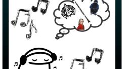 Mel's Mix album cover featuring music notes, a character with headphones, and playful graphics highlighting a musical theme.