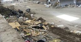Cluttered industrial space with abandoned drums and trash, evoking the phrase "baa duum tsss" for comedic effect.