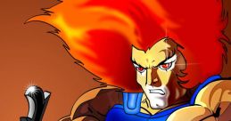 Lion-O from Thundercats wielding the Sword of Omens, showcasing his fierce expression and iconic fiery hairstyle.