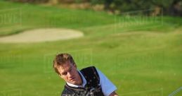 Golf Swing and Hit - Ball Lands in Sand Trap