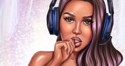 Seductive gamer girl with headphones holding a game controller, perfect for XXX erotic audios and gaming fantasy themes.