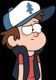 Dipper Pines from Gravity Falls, wearing a blue cap and vest, looks pensive against a black background.