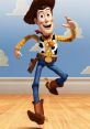 Woody, the iconic cowboy character from Toy Story, joyfully poses with a big smile, showcasing his signature style.