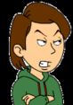 Boris Anderson from Caillou, wearing a green hoodie, showing a frustrated expression with crossed arms.