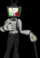 Mr. Puzzles from SMG4 strikes a pose, featuring a TV head and puzzle-themed attire with a cane.