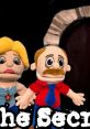 Plush characters from SML: The Secret Door, featuring Bad Things Guy and a concerned companion near a mysterious doorway.