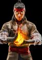 Fierce Mortal Kombat 1 character channels energy with glowing hands, showcasing martial arts skills and intensity.