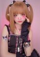 E-girl uwu model with pink aesthetic, playful makeup, and stylish accessories, showcasing a trendy, cute look.