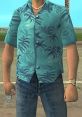 Tommy Vercetti in his iconic tropical shirt, embodying the vibrant style of GTA Vice City’s 1980s atmosphere.