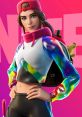 Colorful Fortnite character inspired by Loserfruit, showcasing a stylish outfit and vibrant background.
