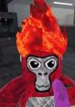 Colorful gorilla character with flame-like hair in a dynamic Gorilla Tag gaming environment, popularized by jmancurly.