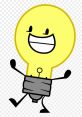 Cheerful Lightbulb character from Inanimate Insanity, smiling and dancing energetically, showcasing a playful personality.
