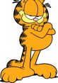 Garfield, the iconic orange cat, strikes a sassy pose with crossed arms, showcasing his signature lazy attitude.