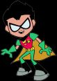 Robin from Teen Titans Go! strikes a dynamic pose, showcasing his iconic costume and determined expression.