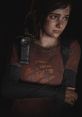 Ellie Williams from The Last of Us, showing a serious expression with a damaged shirt, embodying resilience and survival.