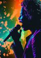 Dynamic silhouette of a singer performing with vibrant, colorful splashes in the background, embodying musical creativity.