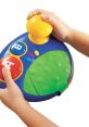 Child's hands holding a Leapfrog Leapster controller with color buttons, featuring interactive play for educational fun.