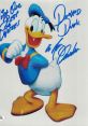 Signed artwork of Donald Duck, voiced by Tony Anselmo, with cheerful expression and iconic blue outfit.