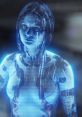 Cortana's holographic form from Halo 2, showcasing her iconic blue AI design and digital features.