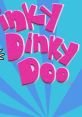 Colorful “Pinky Dinky Doo” title graphic with playful font against a vibrant blue background, perfect for kids' entertainment.