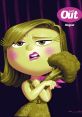 Disgust from "Inside Out" holds broccoli, showcasing her playful disdain for foods she finds unappetizing.
