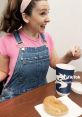 Ms. Rachel enthusiastically prepares a snack with a donut and drink, showcasing fun and engaging content for kids.