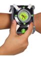 Close-up of a hand activating the Omnitrix, highlighting its iconic design and green alien symbol for transformation adventures.